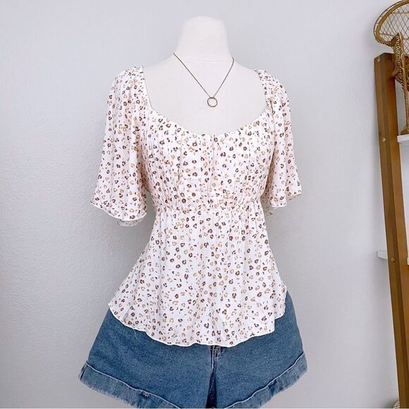 URBAN Romantics Tops - Babydoll Animal Print Top